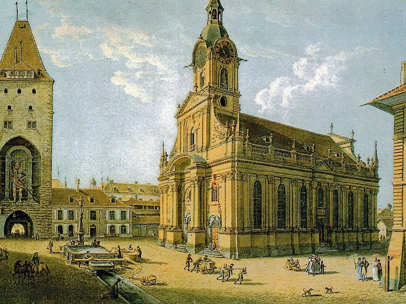 1763-Gabriel Lory - La chiesa dello Spirito Santo e la Christoffelturm a Berna, 1818